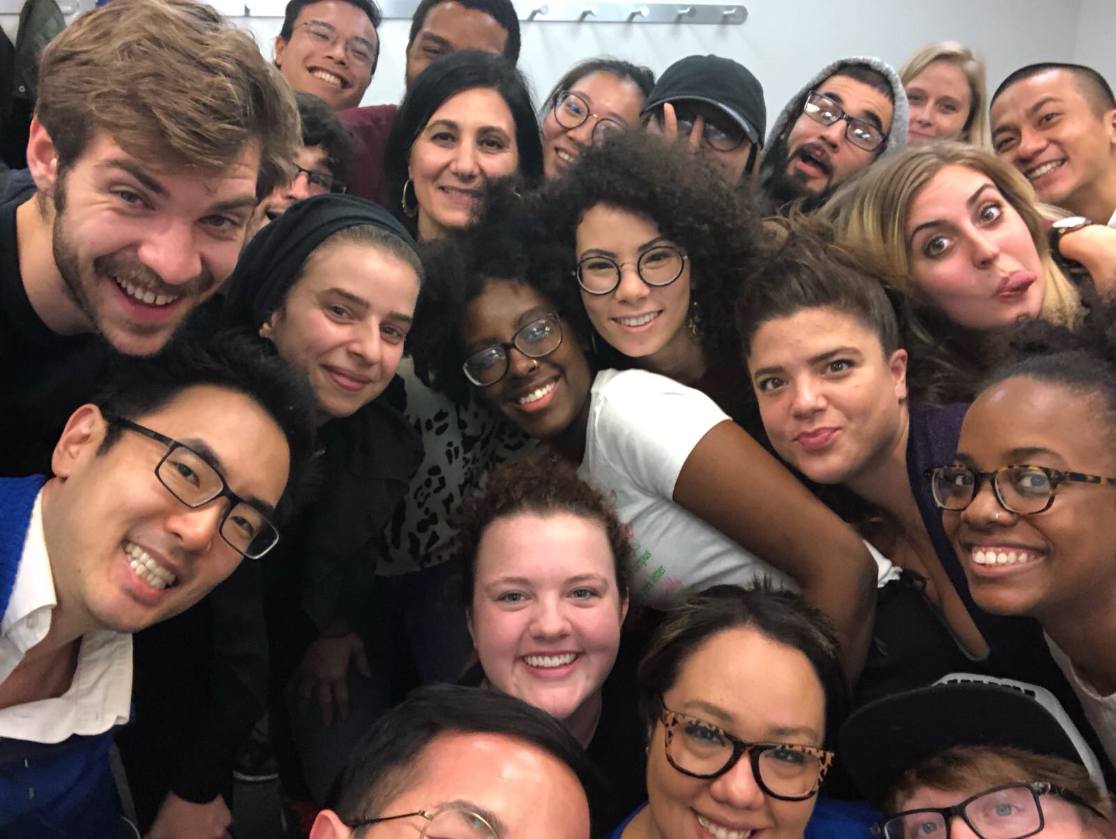 students in a big group selfie